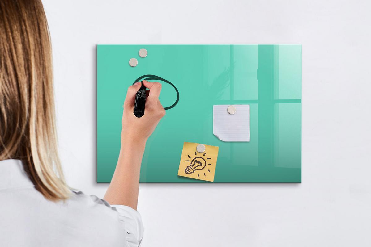 MAGNETTAFEL 60x40 Türkis schwarzer Marker - Türkis, Glas (60/0.4/40cm) - TULUP