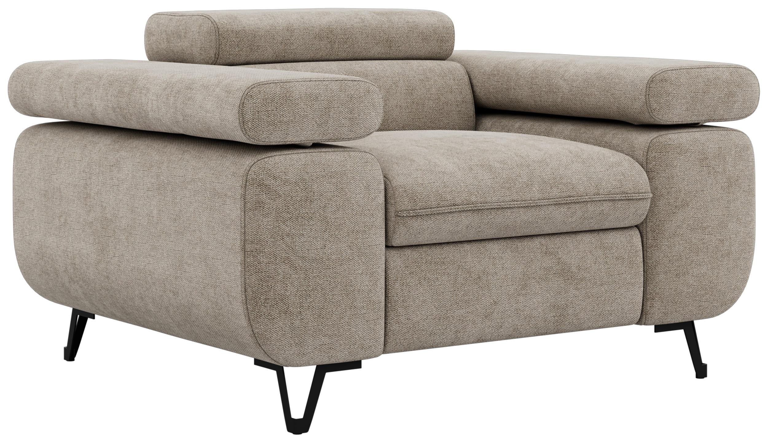 SESSEL PETER 1 - Greige Stukture - Greige/Schwarz, Textil/Metall (126/76/99cm) - MKS