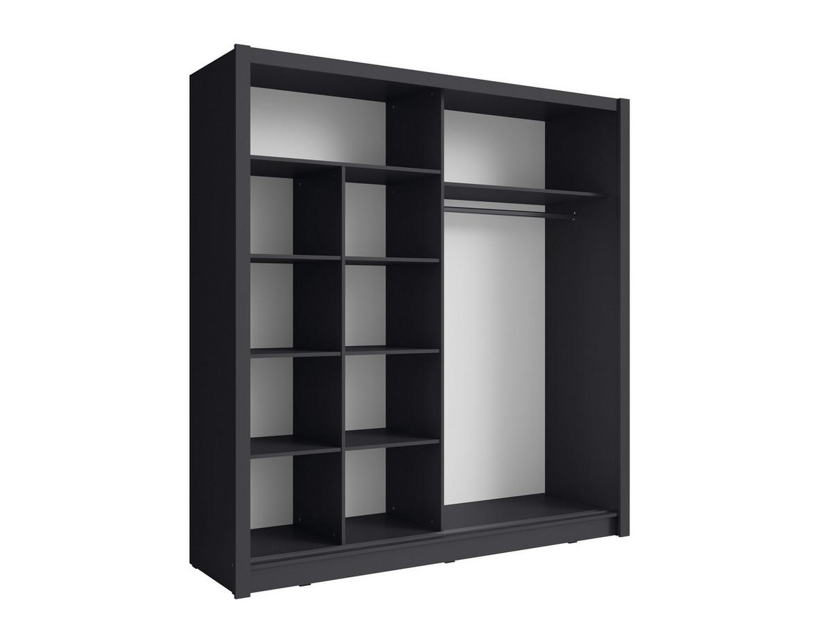 SCHWEBETÜRENSCHRANK RANOR 200/215/62,5cm 2-türig mit Spiegel Grau - Grau, Holzwerkstoff (200/215/62.5cm) - MASSENO