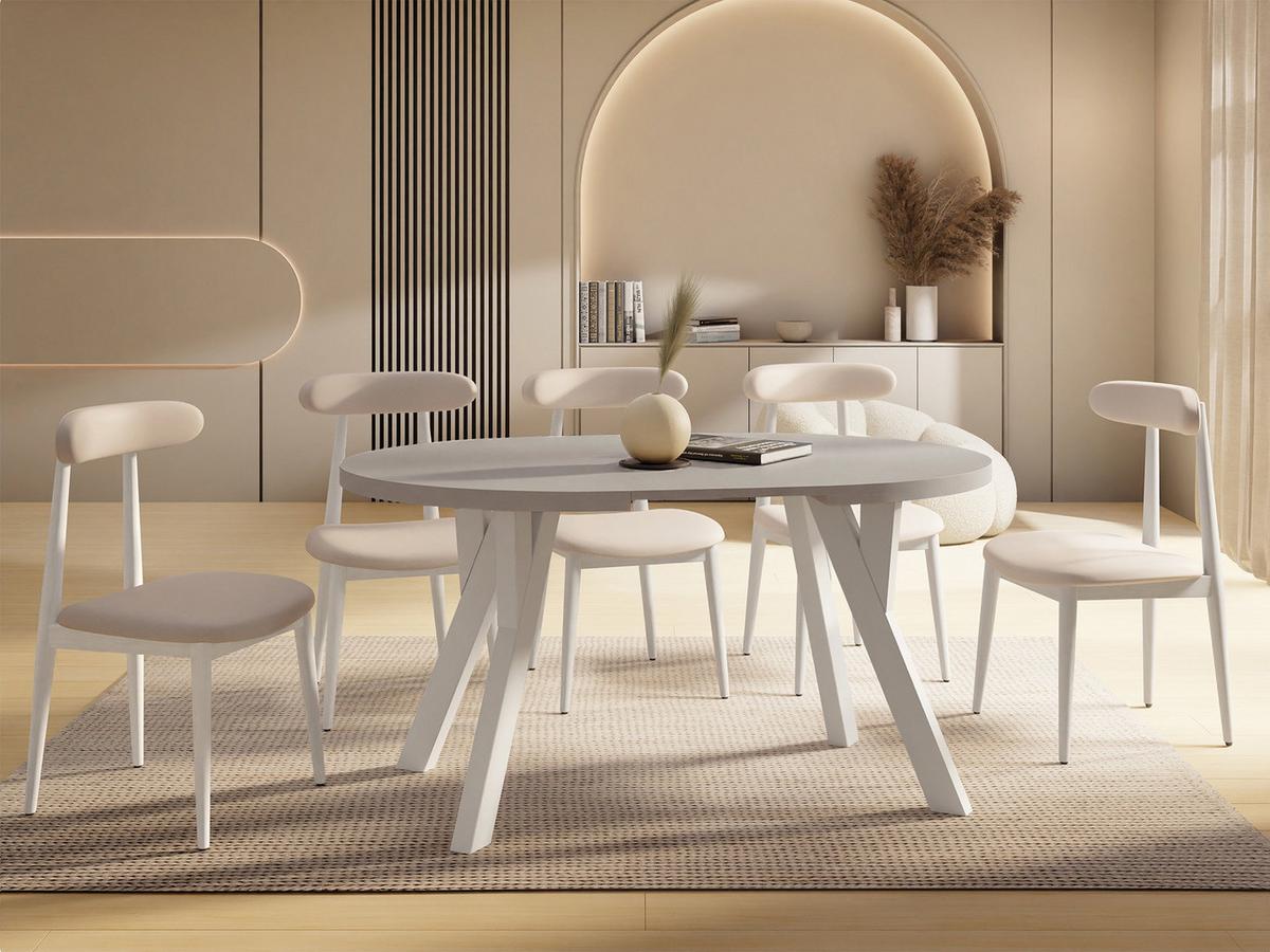 ESSTISCH Vero rund ausziehbar verlängerbar, Kaschmir 80-130/80/77 cm - Kaschmir/Beige, Holz/Holzwerkstoff (80/130/76.5cm) - WFL GROUP