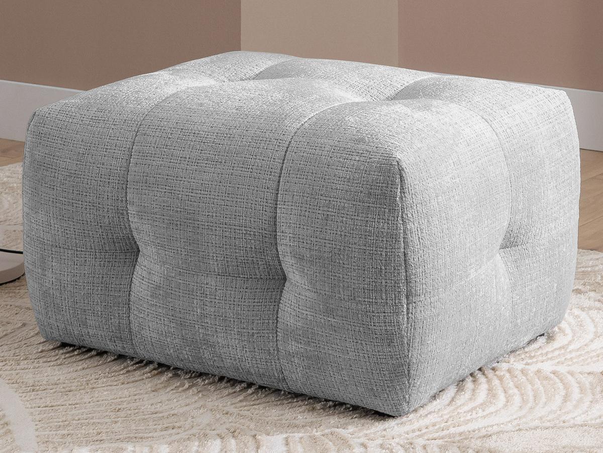POLSTERHOCKER Kozy im Bumpy-Design aus weichem Hellgrau Chenille-Stoff - Hellgrau/Schwarz, Holz/Textil (87/46/68cm) - S-Style Möbel