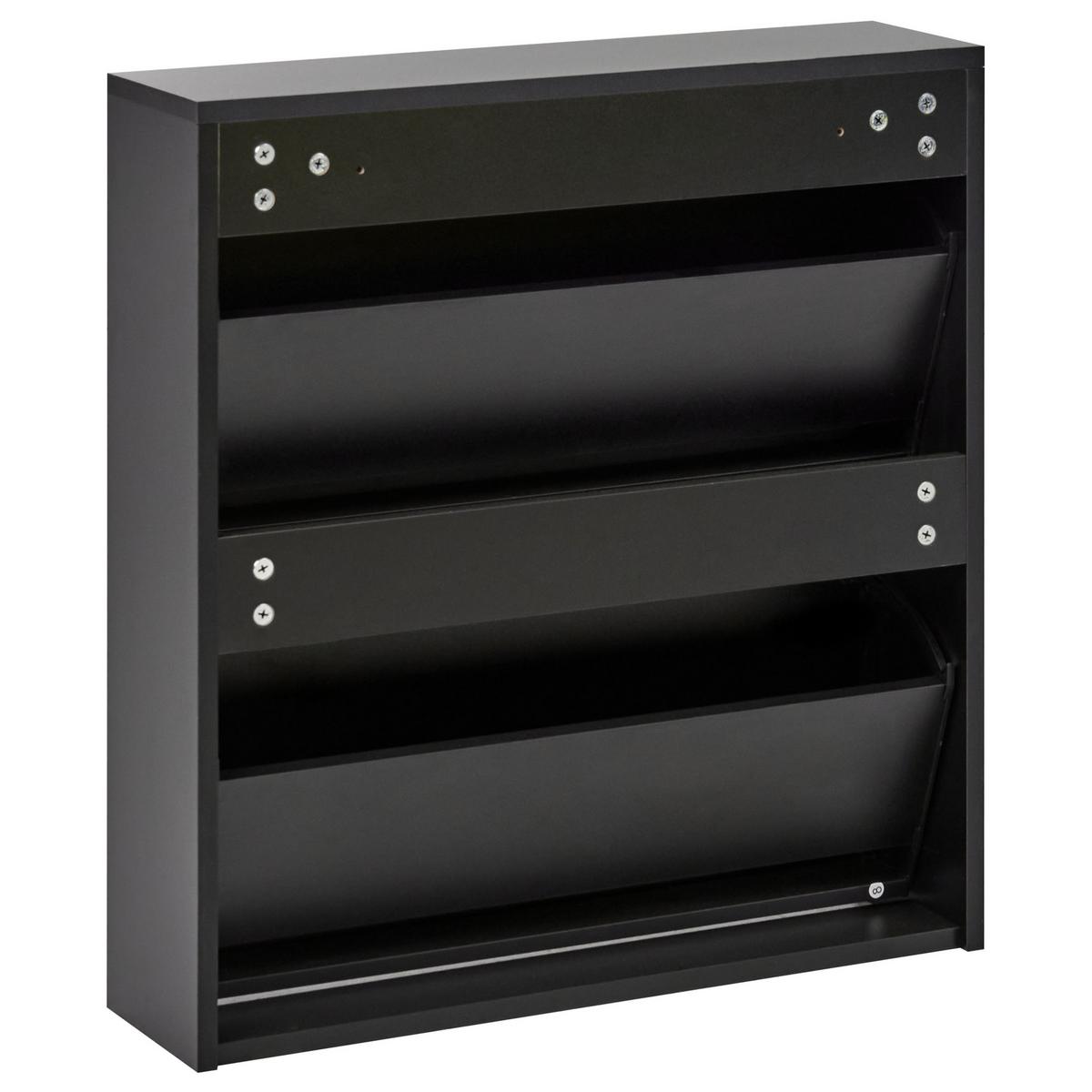 SCHUHSCHRANK mit Stauraum Schwarz Midfield - Silberfarben/Schwarz, Holzwerkstoff (63/67/17cm) - Beliani