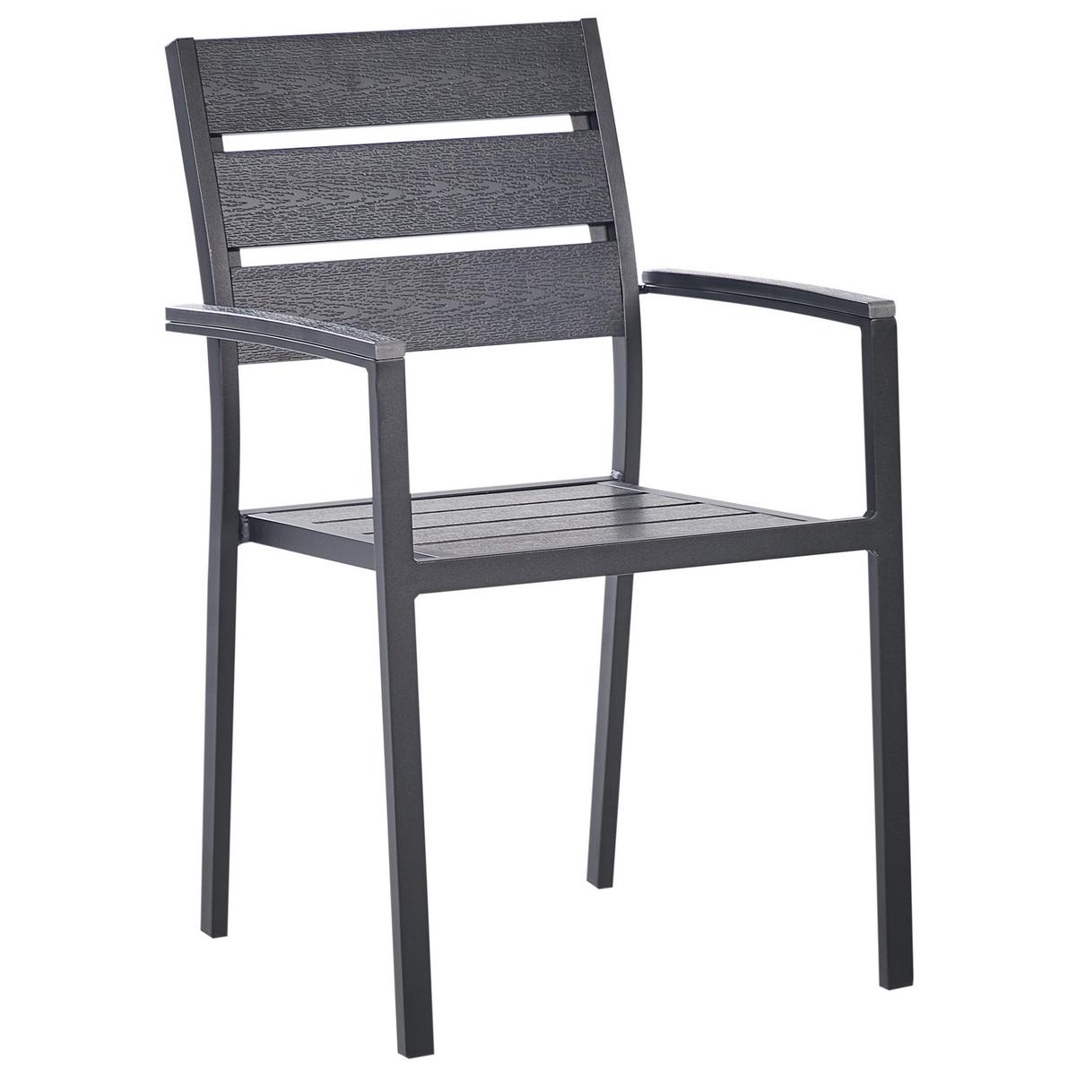 GARTENMÖBEL SET 6-Sitzer Aluminium schwarz Vernio - Schwarz, Kunststoff - Beliani