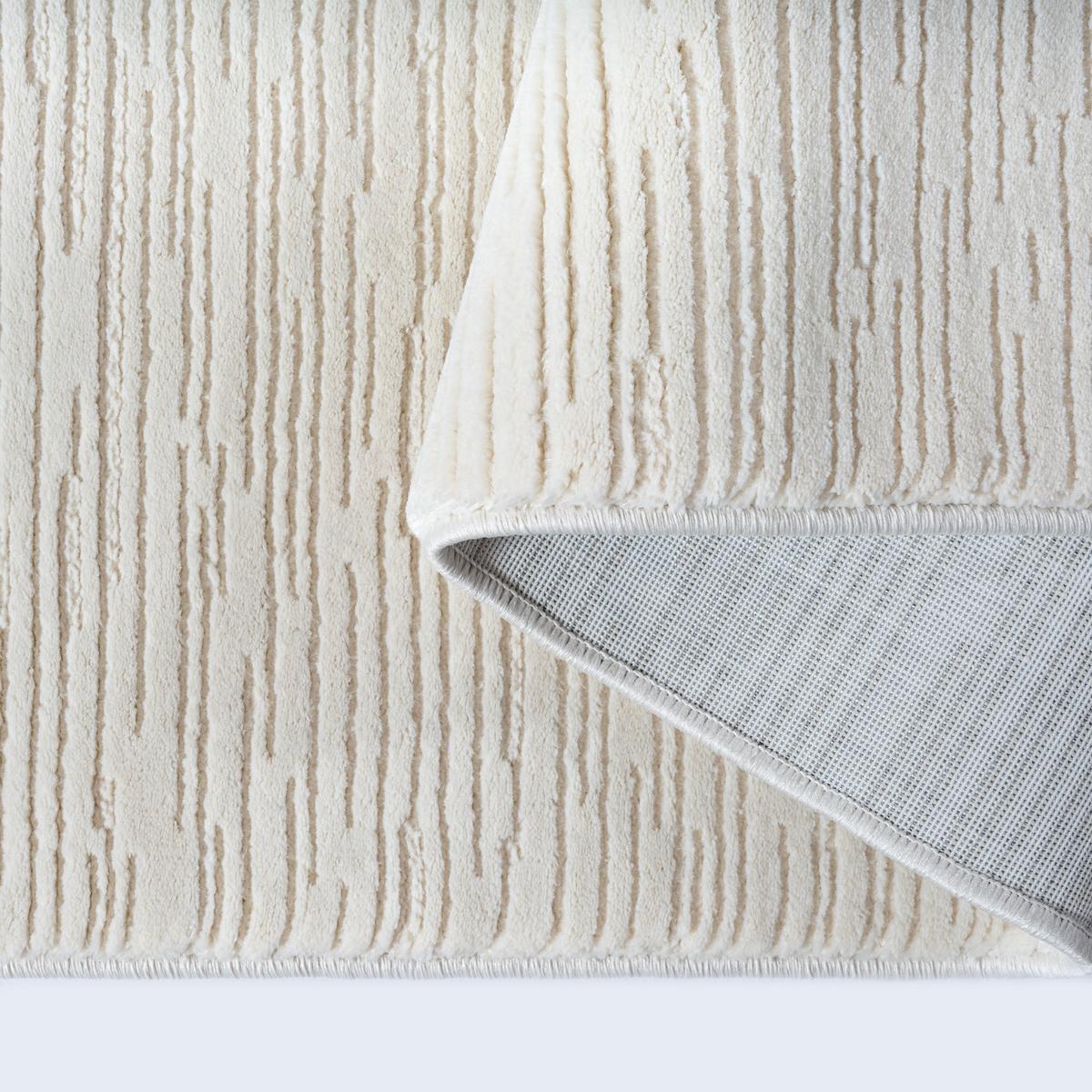 KURZFLORTEPPICH Streifen KASOS Polyester Creme 120 x 170 cm - Beige, Textil (120/170cm) - KADIMA DESIGN