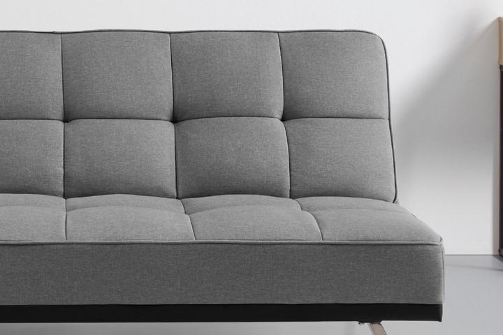 Schlafsofa Grau rechteckig Leinenoptik Rückenlehne manuell verstellbar Bettfunktion Faltbett