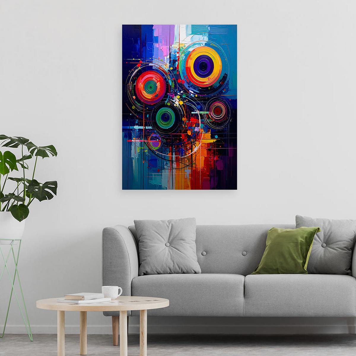 LEINWANDBILD Bunte Räder Abstrakt 60x90cm - Multicolor, Textil (60/90cm) - Feeby
