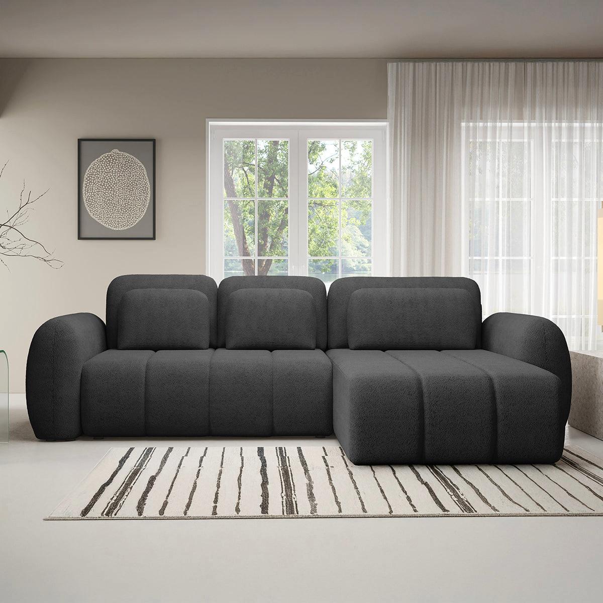 ECKSOFA Cesar 3 Sitzplätze Dunkelgrau - Grau, Holz (304/190cm) - Petits-meubles