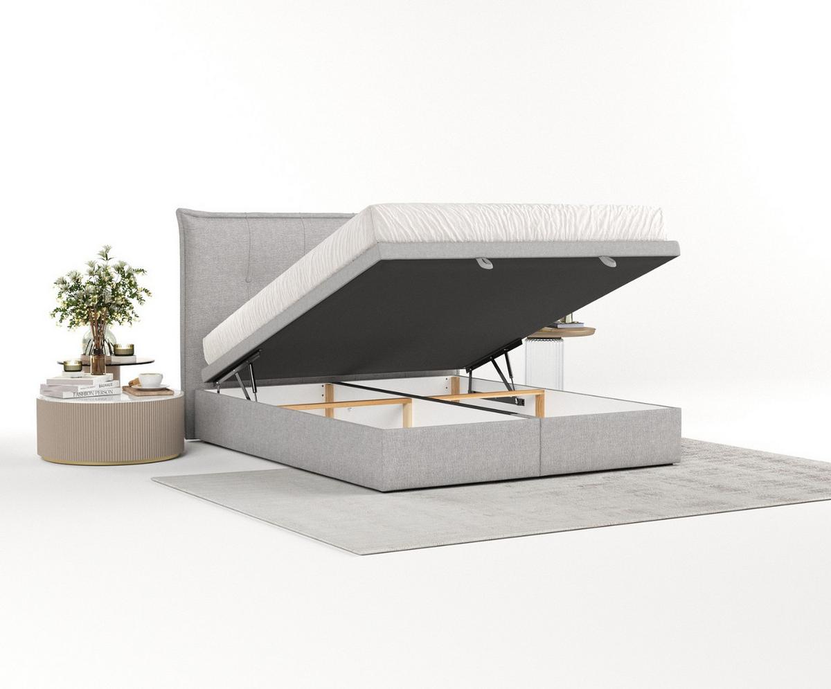 POLSTERBETT Liano mit Stauraum 120/200 cm Grau im Megan Stoff - Schwarz/Grau, Holz/Holzwerkstoff (120/200cm) - AltaBeds