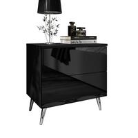 NACHTTISCH AURA PUSH OPEN mit Chrombeinen - Schwarz, Holzwerkstoff (55/55/37cm) - Lookway