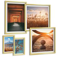 BILDER SET 5er Set - 50x50 cm & 20x30 cm & 40x60 cm Goldrahmen - Architektur der Küstenstädte - Goldfarben, Kunststoff (40/60cm) - TULUP