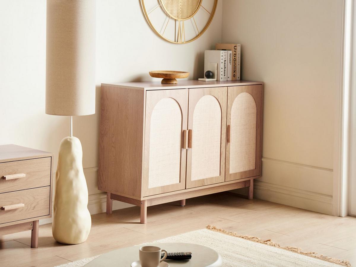 SCHRANK Hellbraun Costello - Hellbraun, Holzwerkstoff (120/83/40cm) - Beliani
