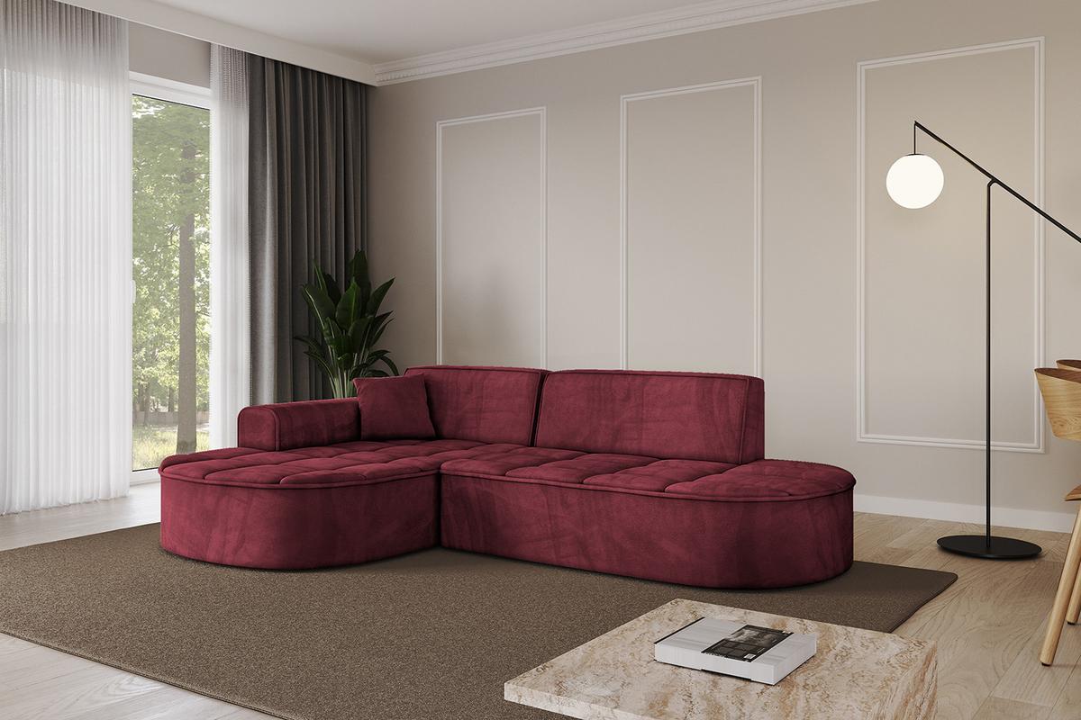 ECKSOFA Ottomane Links TARO-L1 - 243x171x79,5 cm Bordeauxrot - Bordeaux, Holzwerkstoff/Textil (243/171cm) - ALTDECOR