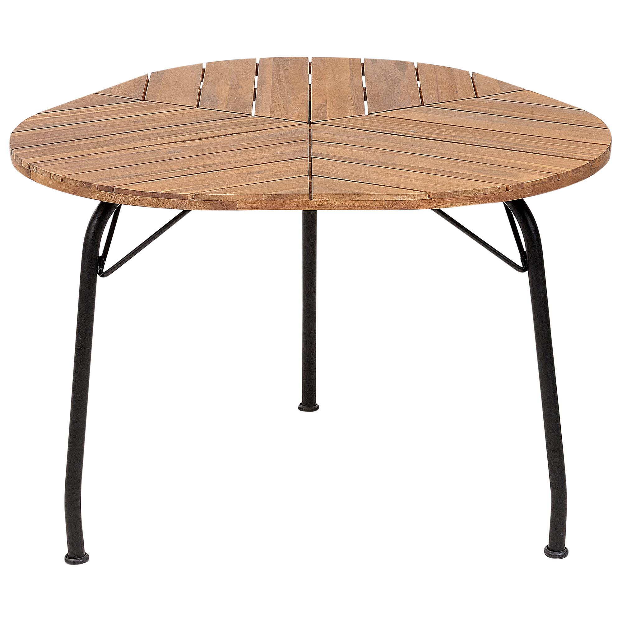 GARTENTISCH Heller Holzfarbton Varenna - Hellbraun/Schwarz, Holz (106/103/74cm) - Beliani