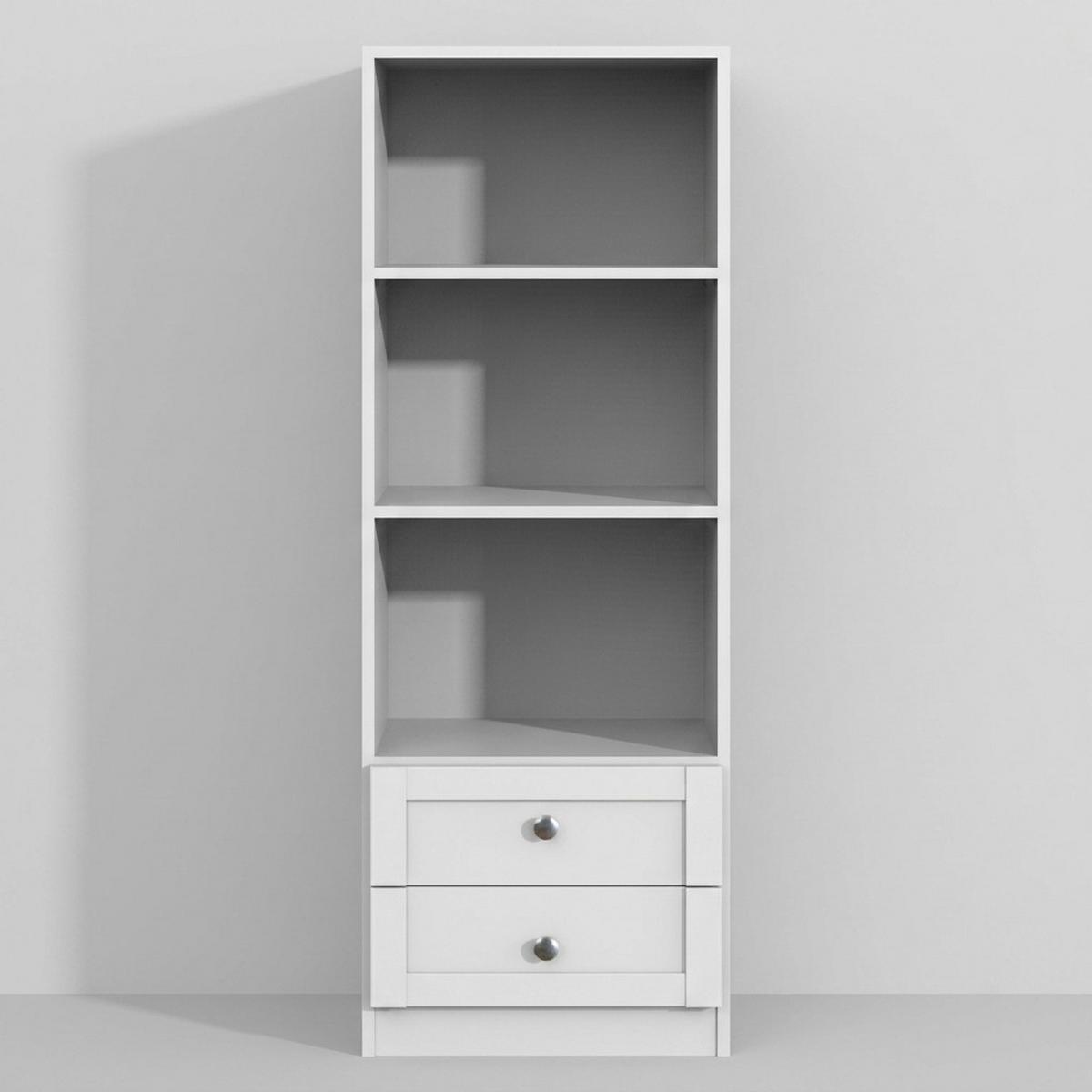 STANDREGAL mit Schubladen B46/H135/T40 cm, passend zum Babyzimmer Landhausstil Weiß (22800-22804) / 22800-04 - Silberfarben/Weiß, Holzwerkstoff/Metall (46/135/40cm) - luma-home
