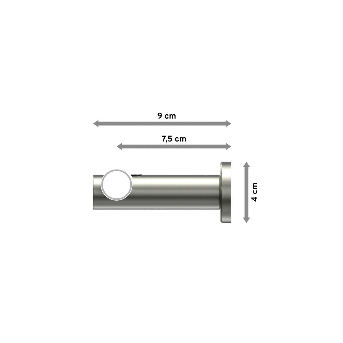 GARDINENSTANGE Platon Elanto 120 cm, 1-läufig, 20 mm Ø Edelstahl-Optik - Edelstahlfarben, Metall (120cm) - INTERDECO