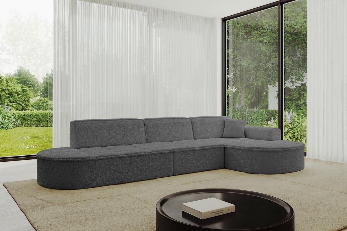 ECKSOFA Ottomane Rechts TARO-L2 - 328x171x79,5 cm Grau - Grau, Holzwerkstoff/Textil (328/171cm) - ALTDECOR