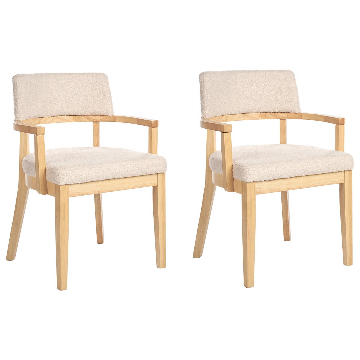 ESSZIMMERSTUHL 2er-Set Bouclé Hellbeige Dalbo - Beige, Textil (59/82/56cm) - Beliani