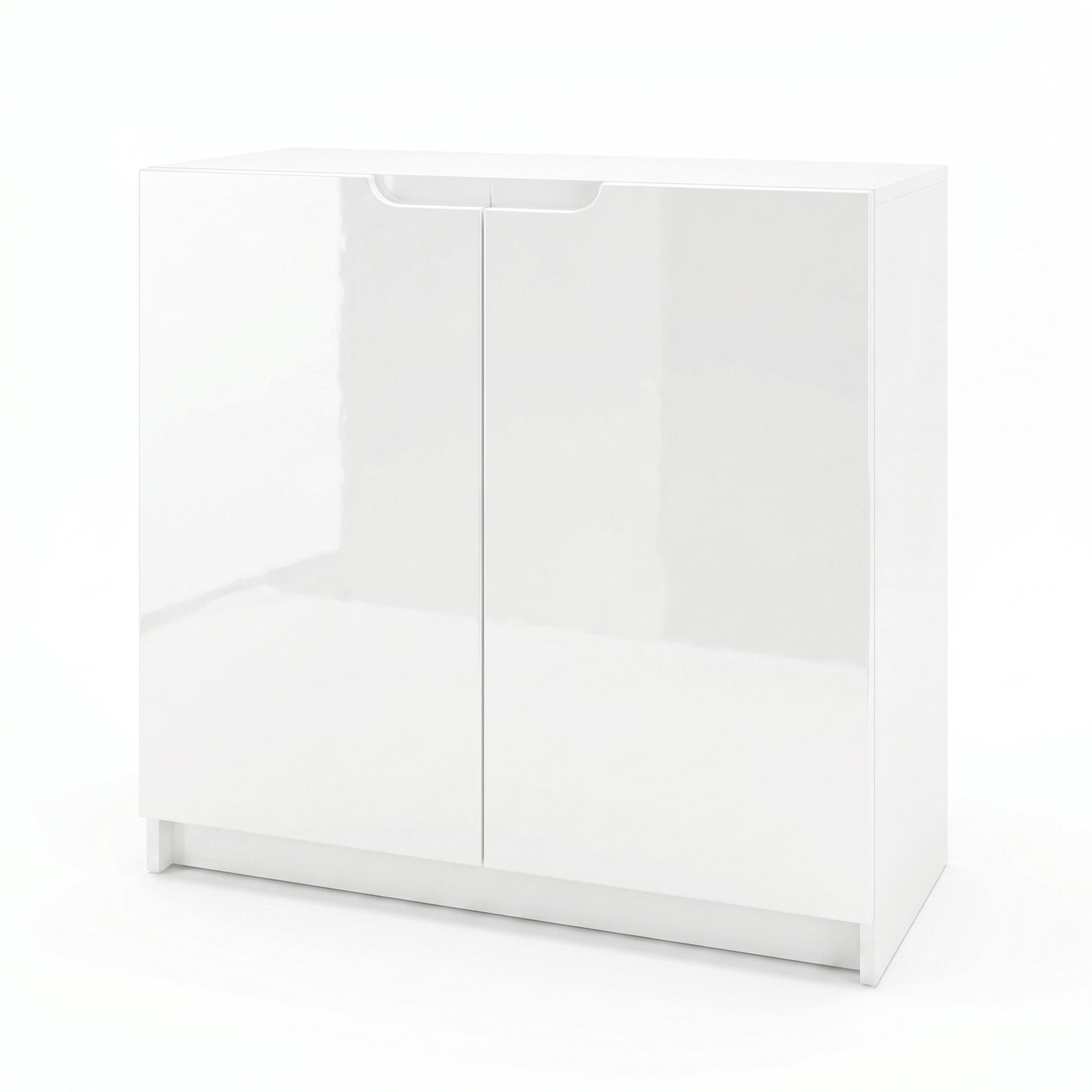 KOMMODE Logan Fronten in Weiß Hochglanz - Weiß Hochglanz, Holzwerkstoff (82/78/37cm) - Vladon
