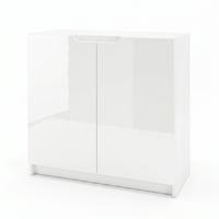 KOMMODE Logan Fronten in Weiß Hochglanz - Weiß Hochglanz, Holzwerkstoff (82/78/37cm) - Vladon