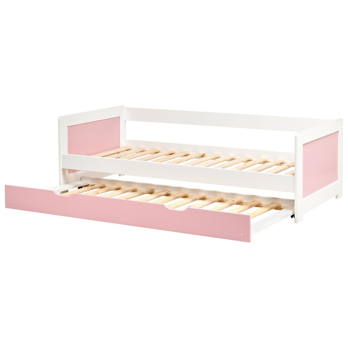 AUSZIEHBETT Kiefernholz 90/200 cm Rosa Gravelines - Pink, Holz (90/200cm) - Beliani