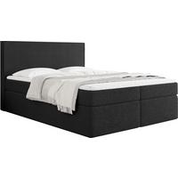 BOXBETT Terra mit Bettkasten, Boucle Schwarz 140/200 cm – 7-Zonen Taschenfederkern-Matratze & Komfortschaum-Topper - Schwarz, Kunststoff/Textil (140/200cm) - WFL GROUP