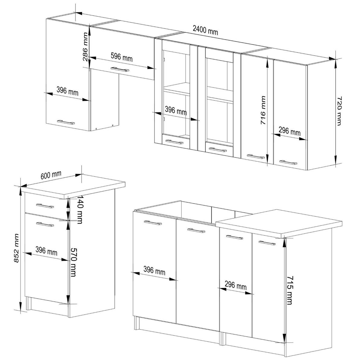 KÜCHENLEERBLOCK Weiß 203/240/46 - Weiß, Holzwerkstoff (240/203/46cm) - RAUMHIRSCH FURNITURE