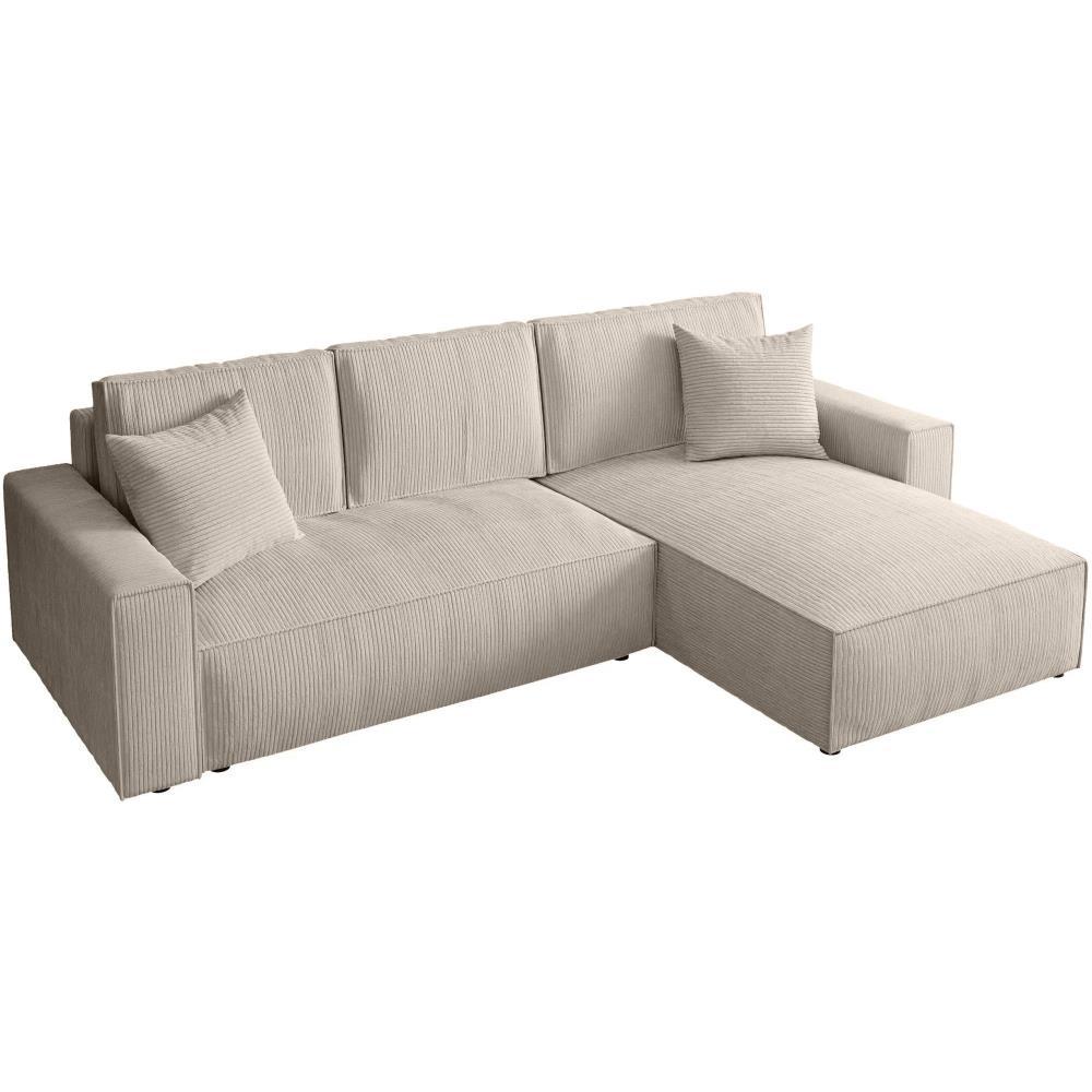 ECKSOFA Parys L mit Schlaffunktion und universeller Ottomane, Creme - Creme/Schwarz, Kunststoff/Textil (290/185cm) - Beautysofa