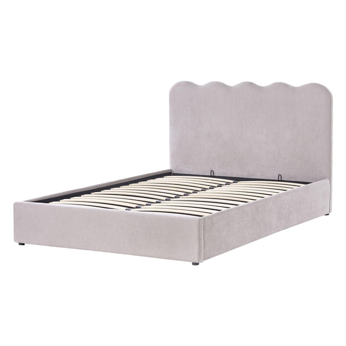 BETT mit Stauraum 140/200 cm Chenillegewebe Taupe Nanterre - Taupe, Textil (140/200cm) - Beliani
