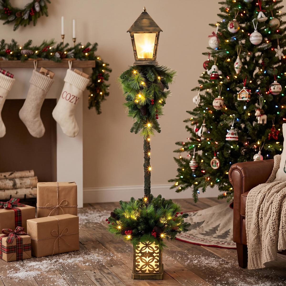 WEIHNACHTSLATERNE PVC Metall Kunststoff Grün - Grün, Kunststoff (43/43/150cm) - Outsunny