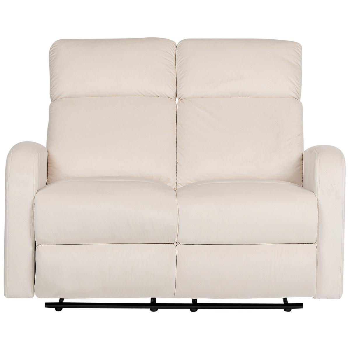 2-SITZER-SOFA Samtstoff creme elektrisch verstellbar Verdal - Weiß, Textil (128/102/73cm) - Beliani