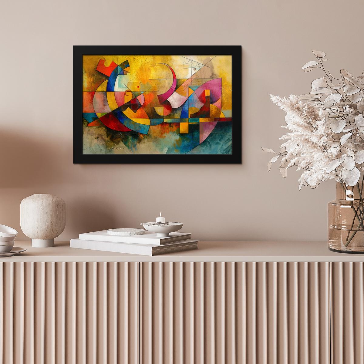 POSTER MIT RAHMENGERAHMTES BILD Kunst - Abstrakt - Modern 30x20 cm - Gelb, Papier (30/20cm) - MuchoWow