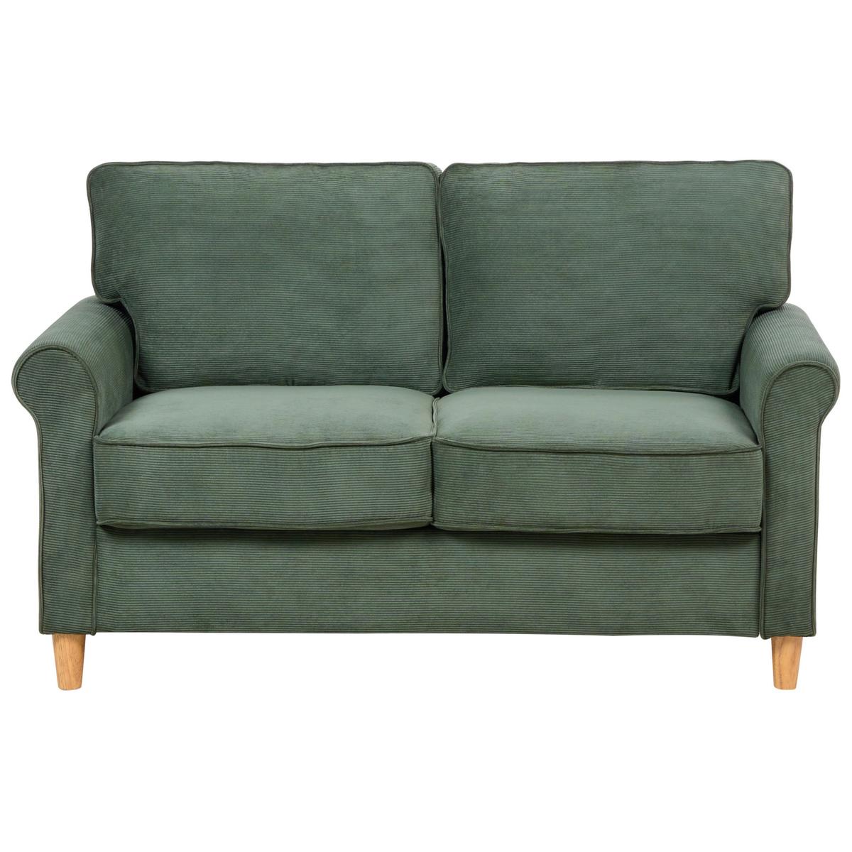 2-SITZER-SOFA Cord dunkelgrün Ronneby - Hellbraun/Grün, Textil (140/88/78cm) - Beliani