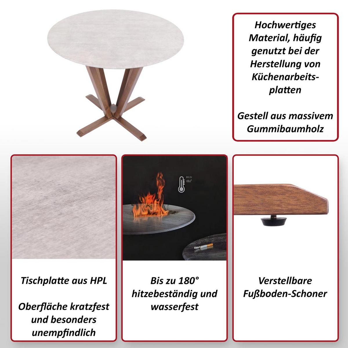BISTROTISCH -S rund Hellgrau - Hellgrau, Holz (92/92/76cm) - MCW