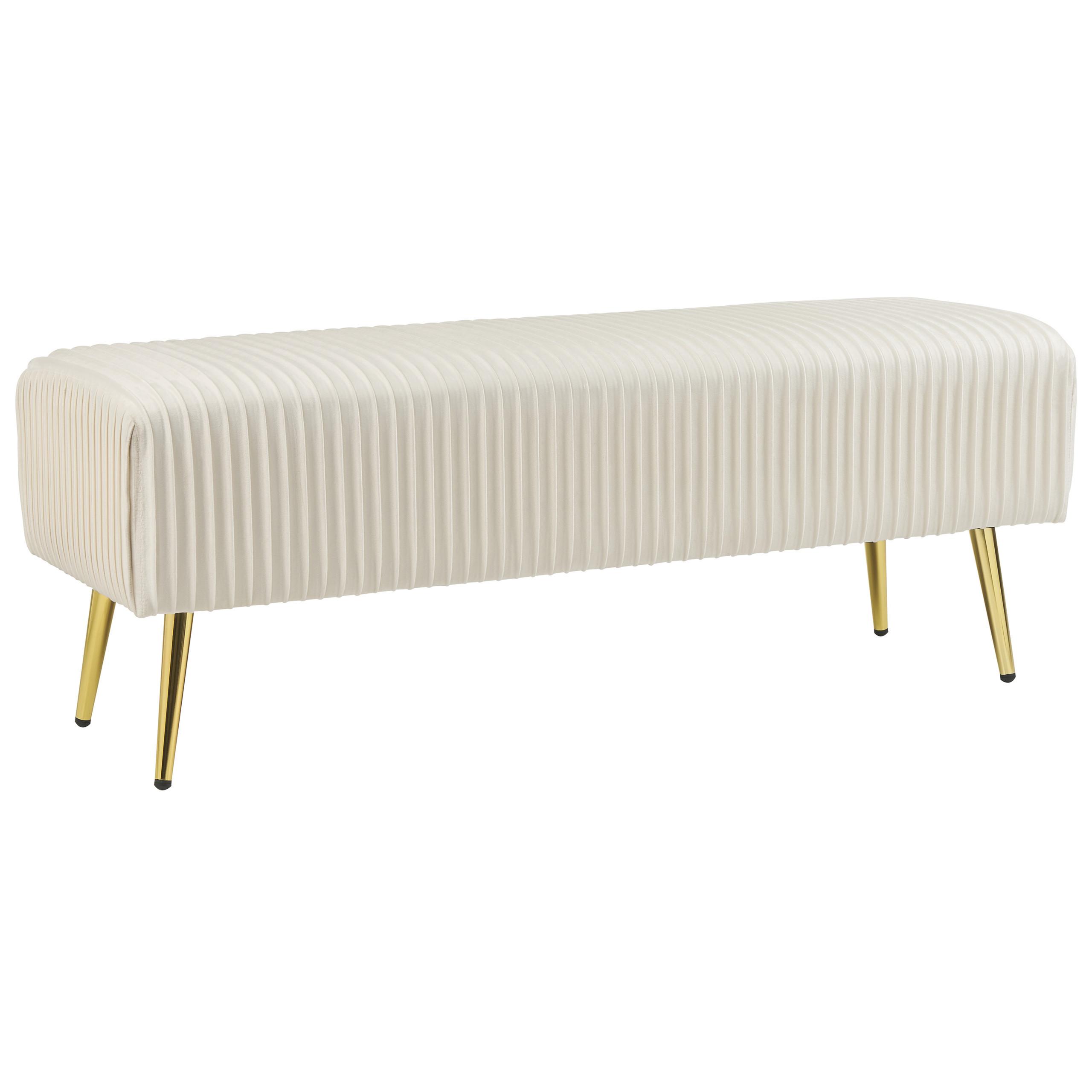 BANK Weiß Paterson - Goldfarben/Weiß, Textil (118/42/40cm) - Beliani