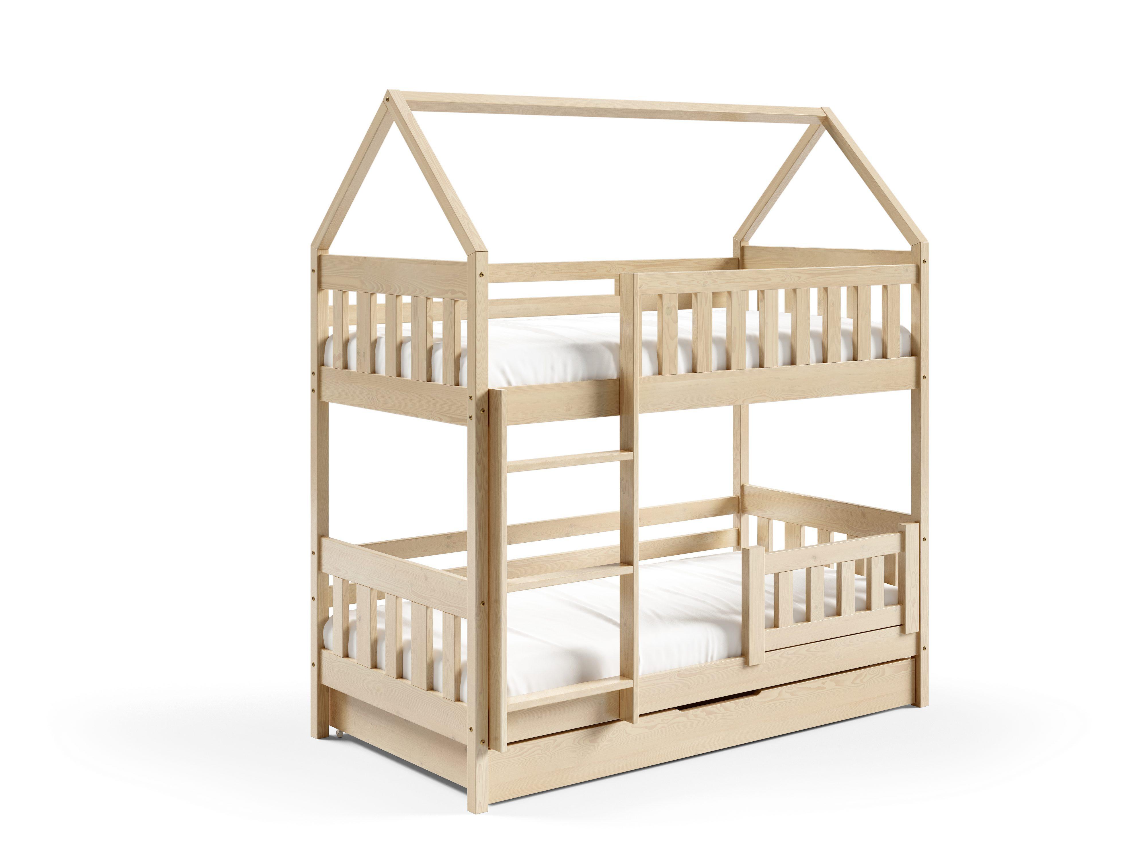 ETAGENBETT ELENA mit Bettkasten 80x160 cm Kieferfarben - Kieferfarben, Holz (80/160cm) - MASSENO