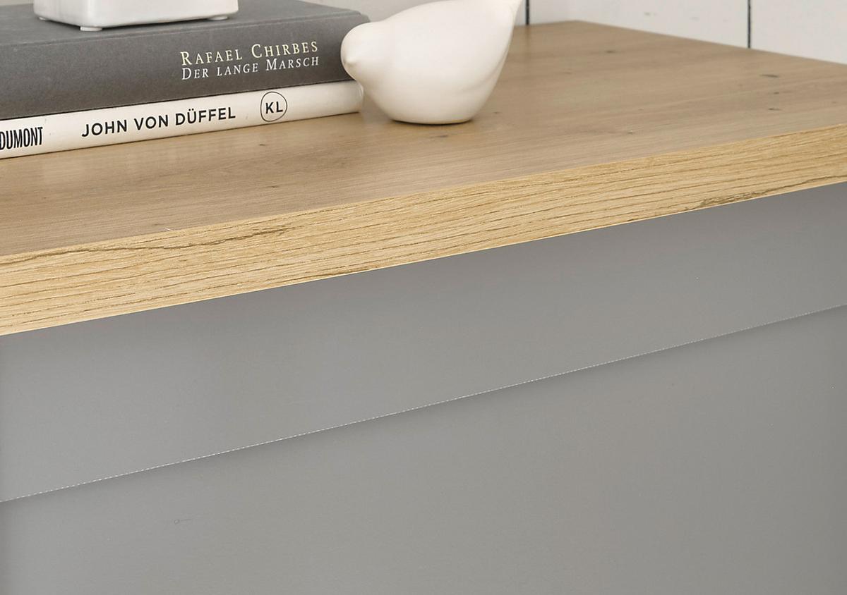 SIDEBOARD grau, Artisan Eiche Landhaus, Kommode 198 x 104 cm - Silberfarben/Hellgrau, Holzwerkstoff/Metall (198/104/44cm) - Furn.Design