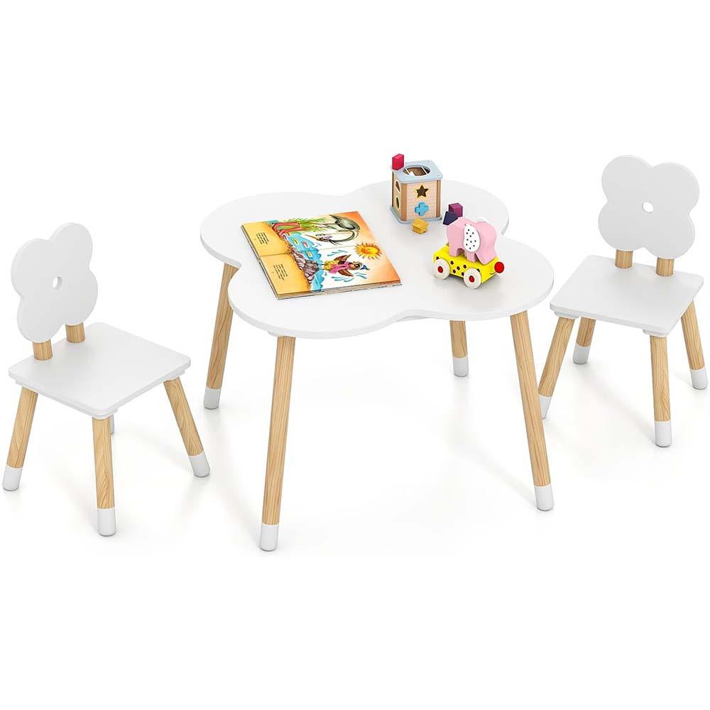 KINDERTISCH mit stuhl weiß(3-tlg) - Weiß, Holzwerkstoff (60/44/60cm) - COSTWAY