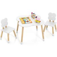 KINDERTISCH mit stuhl weiß(3-tlg) - Weiß, Holzwerkstoff (60/44/60cm) - COSTWAY