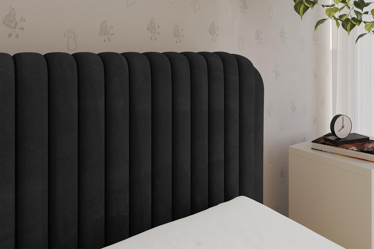 EINZELLBETT Jugendbett mit Bettkasten und Matratze H3/H4, Links - AURY 90x200 Schwarz - Schwarz, Holzwerkstoff/Textil (90/200cm) - ALTDECOR