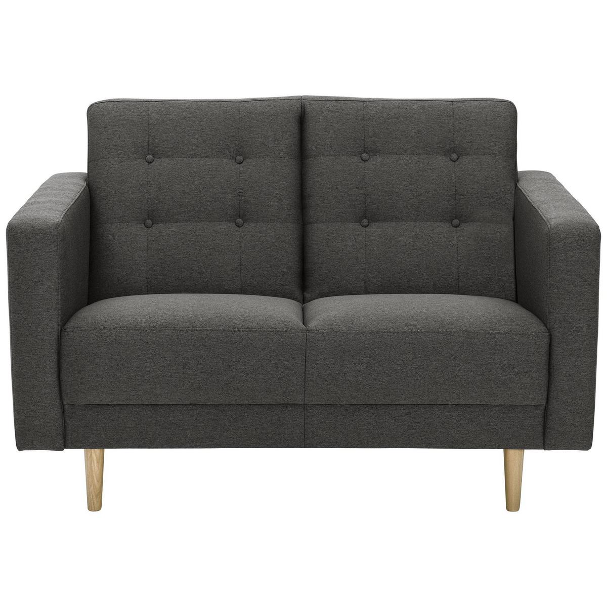 SOFA 2-Sitzer Kazia Flachgewebe anthrazit - Anthrazit, Kunststoff (128/81/83cm) - 58aufmkessel