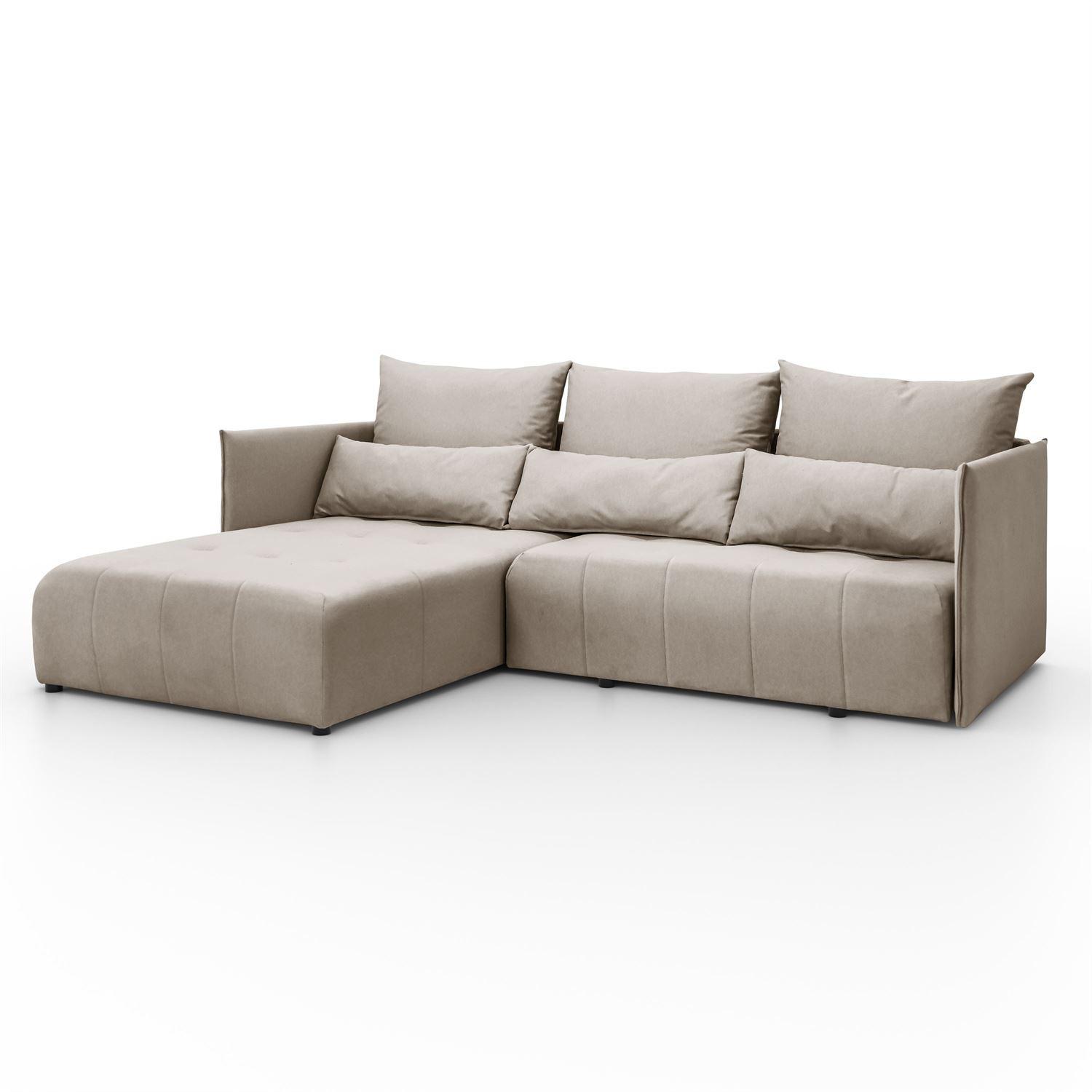 ECKSOFA APOLLO L mit Schlaffunktion und Bettkasten – linke Seite - Beige, Textil (246/188cm) - Lookway