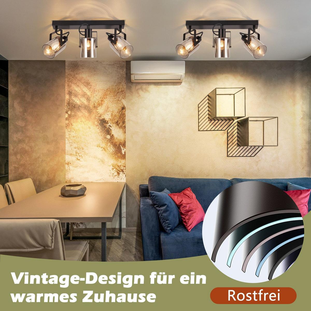 DECKENSTRAHLER Minden 3-flammig 44/9.5/18 cm - Schwarz, Metall (44/9.5/18cm) - Nettlife