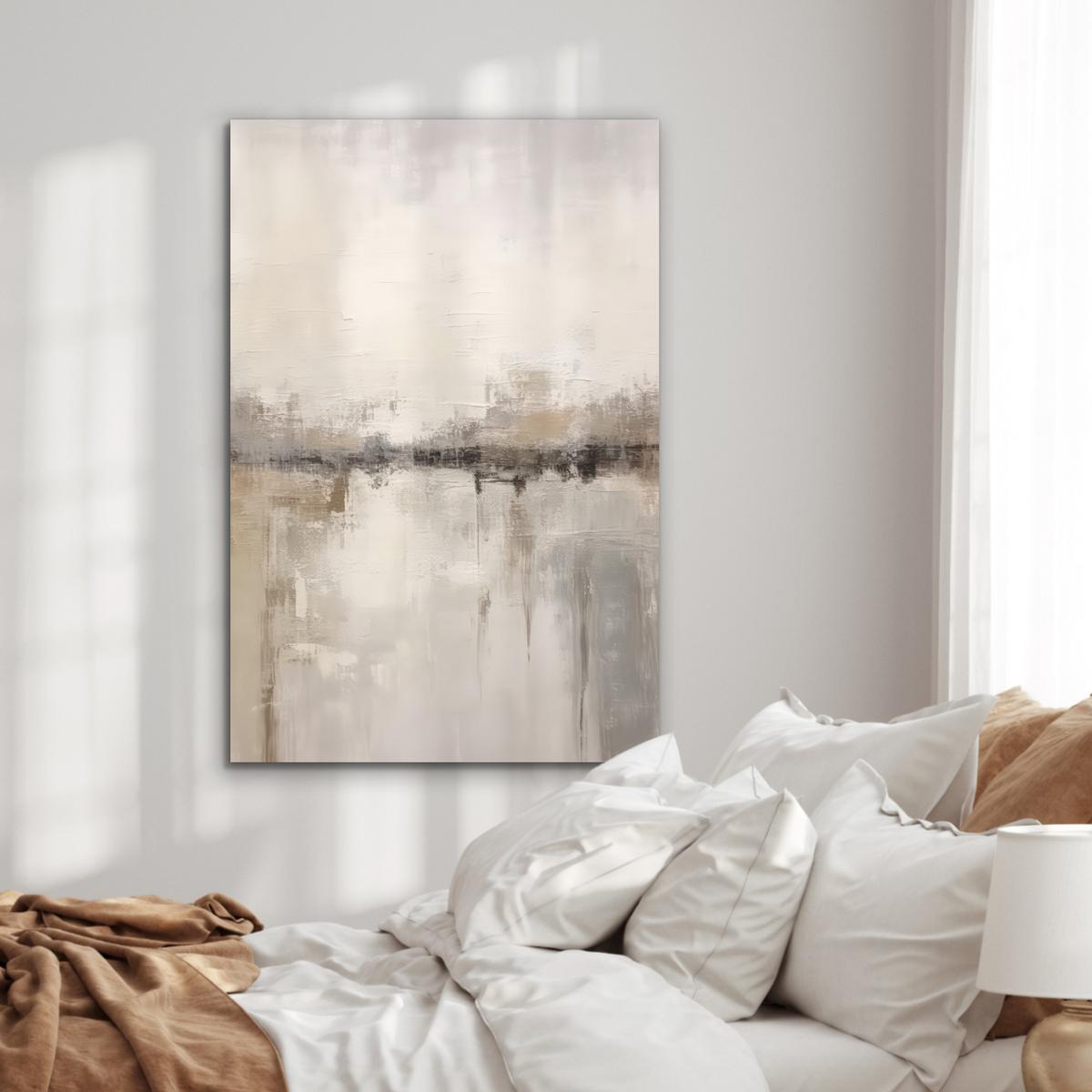 METALLBILD Moderne Kunst - Abstrakt - Beige 80x120 cm - Beige, Metall (80/120cm) - MuchoWow