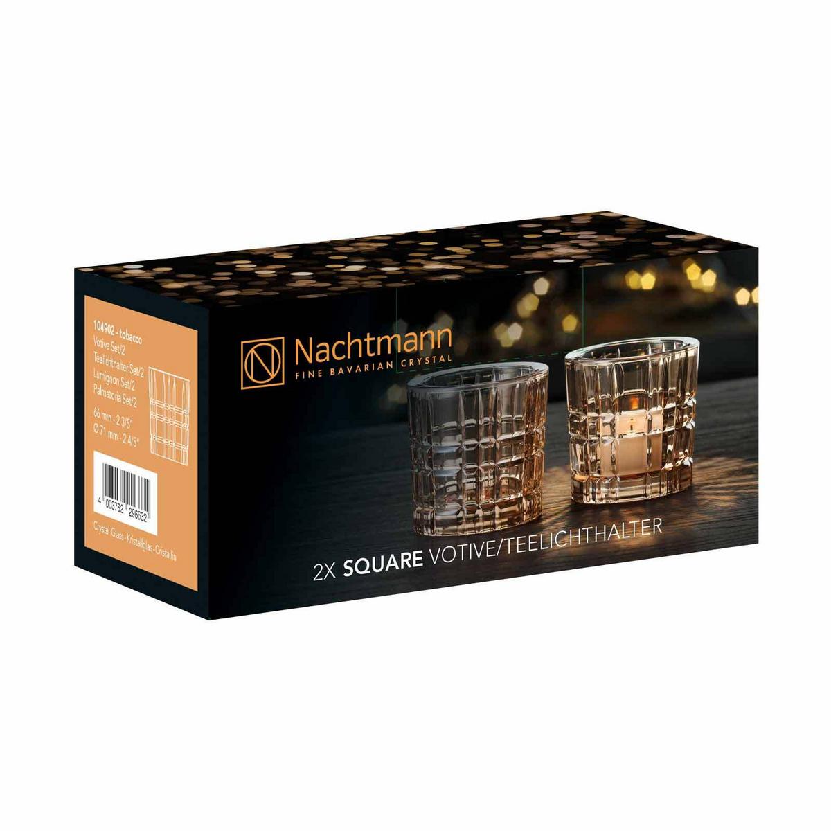 TEELICHTHALTER Square Votives Tobacco ø 7,1 x 6,6 cm 2er Set - Braun, Glas (7.1/6.6cm) - Nachtmann