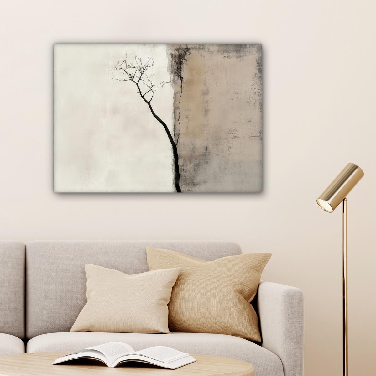 LEINWANDBILD Wabi sabi - Pflanze - Beige Wandbilder 80x60 cm - Taupe, Textil (80/60cm) - MuchoWow