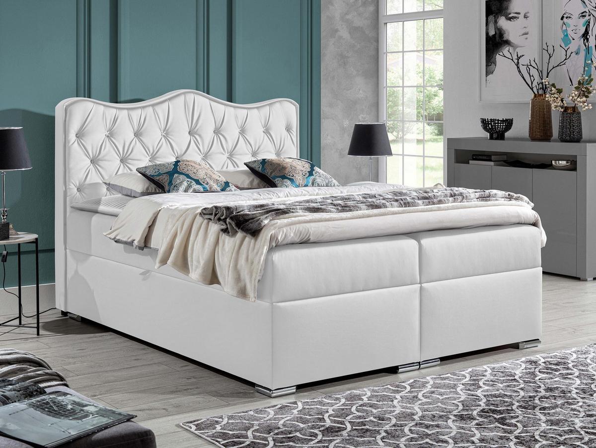 BOXBETT Sultan - H3 - Weiß, Holz (160/200cm) - MIRJAN24