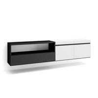 LOWBOARD Hängend, Weiß, Schwarz, 200/35/45cm - Weiß, Holzwerkstoff (200/45/35cm) - Skraut Home