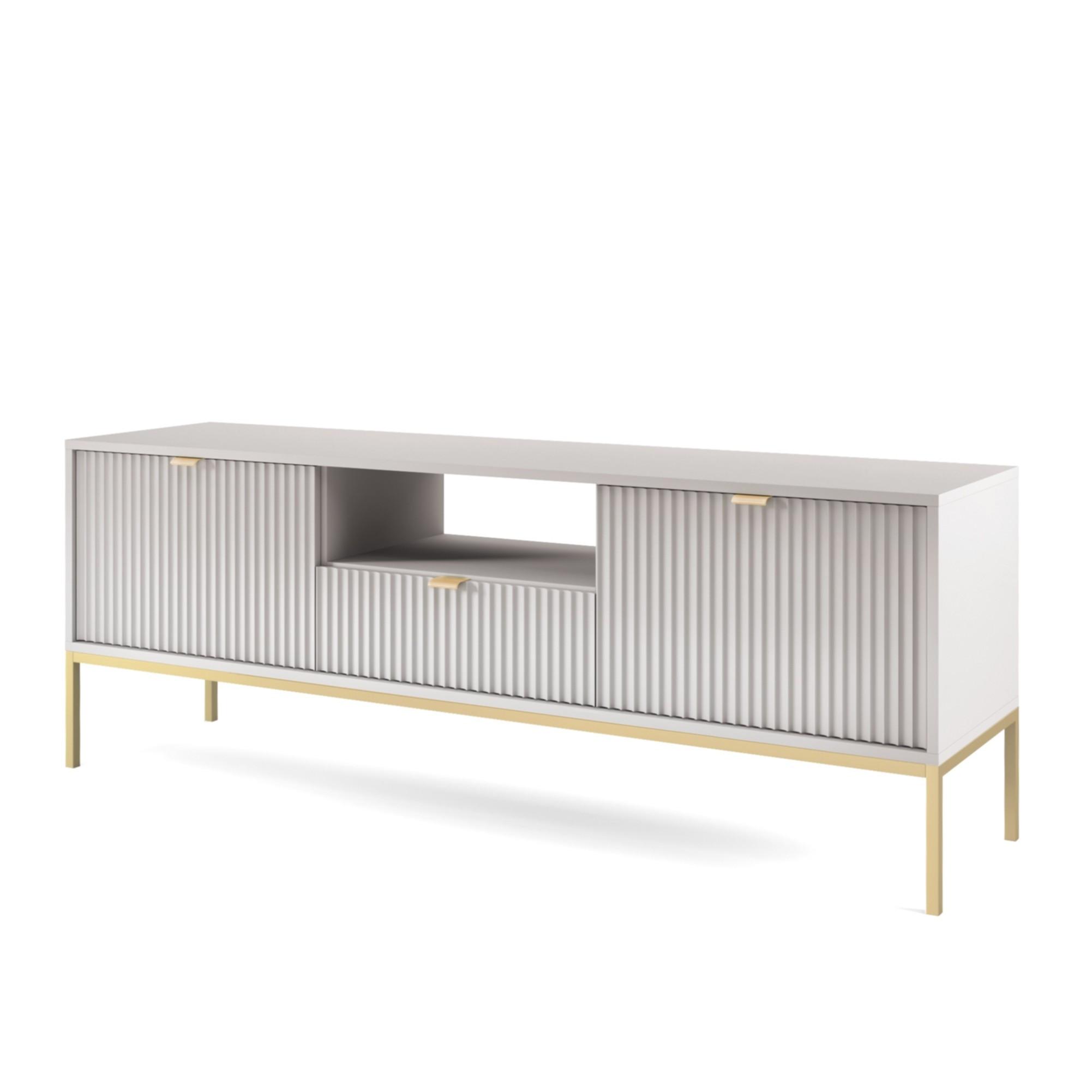 LOWBOARD STELLARE 154x39x56 cm mit 1 Schubladen und 2 Türen Grau - Goldfarben/Grau, Holzwerkstoff (154/56/39cm) - MASSENO