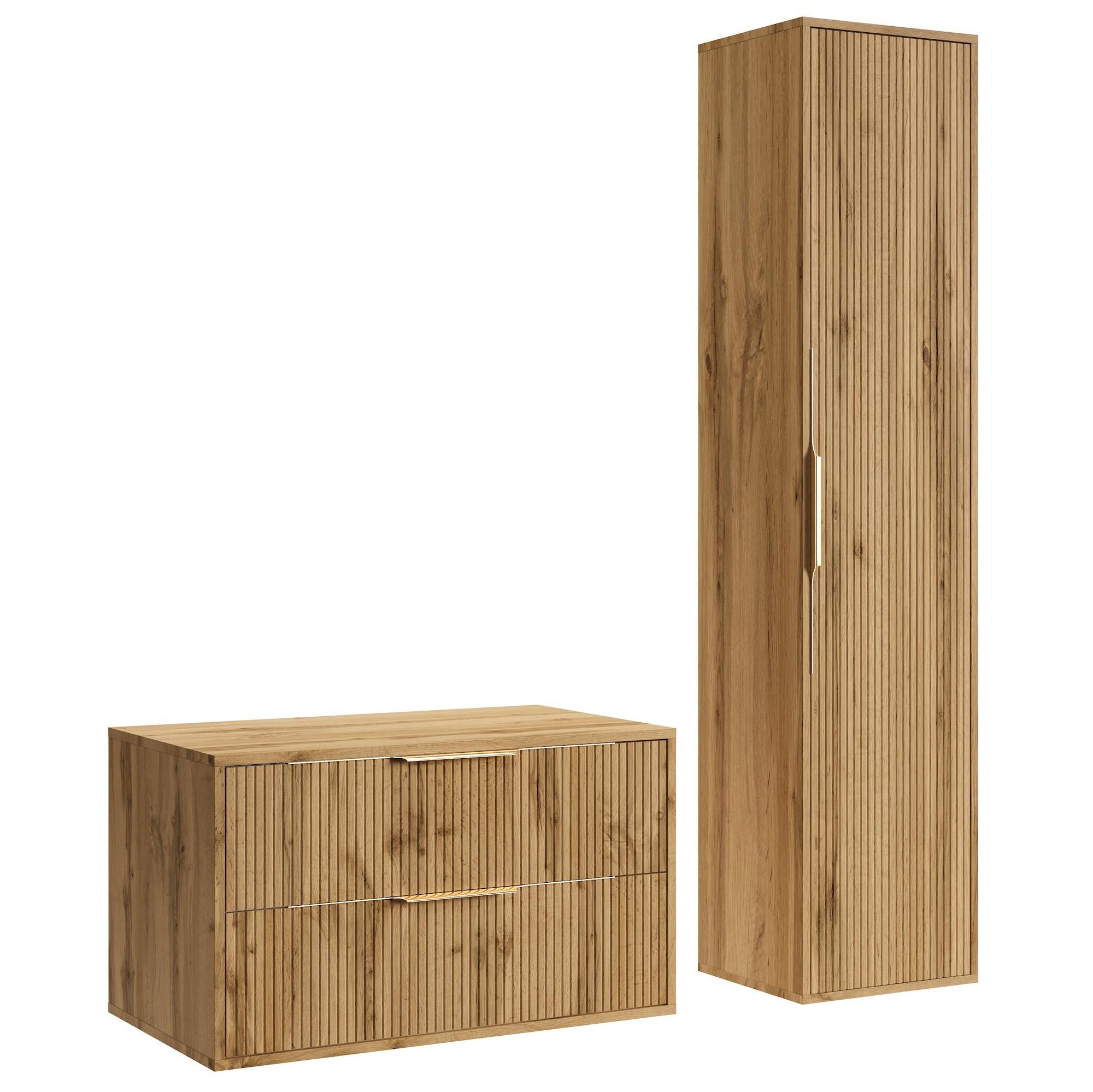BADMÖBEL-SET Rimini 2 Teile Eiche - 80 x 46 x 46 cm - Eichefarben, Holz (80/46/46cm) - Badplaats
