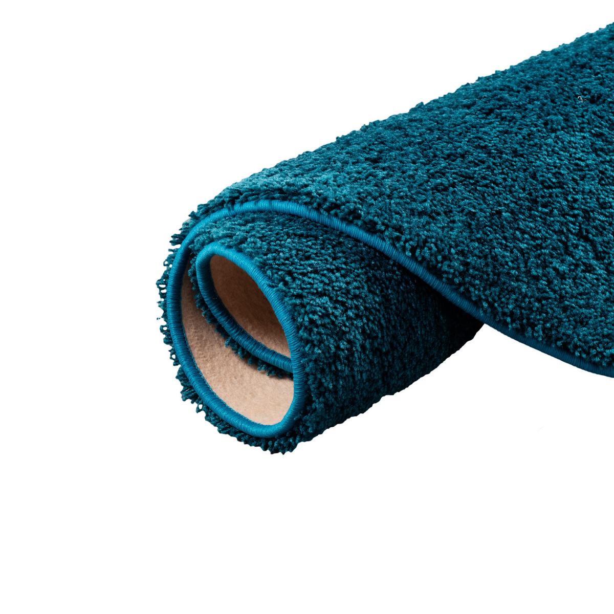 HOCHFLOR SHAGGY TEPPICH PALACE RUND - Petrol, Textil (133/133cm) - Snapstyle
